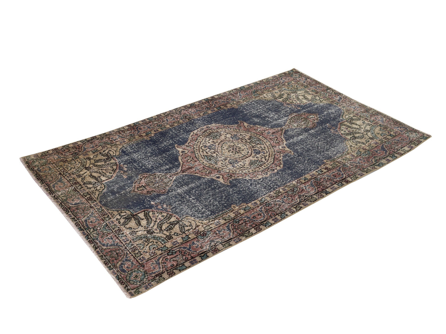 Navy Blue Turkish Rug, 4x6 Rug, Vintage Oushak rug , Anatolian Rug ,Turkish rug 4x6, Handmade rug , Bedroom rug, Floral Rug, 8708