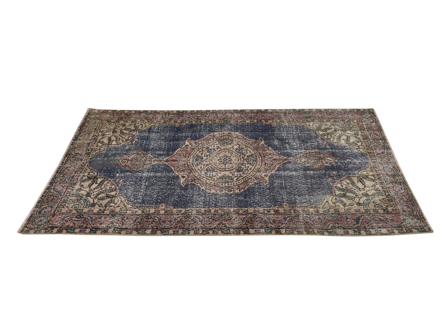 Navy Blue Turkish Rug, 4x6 Rug, Vintage Oushak rug , Anatolian Rug ,Turkish rug 4x6, Handmade rug , Bedroom rug, Floral Rug, 8708