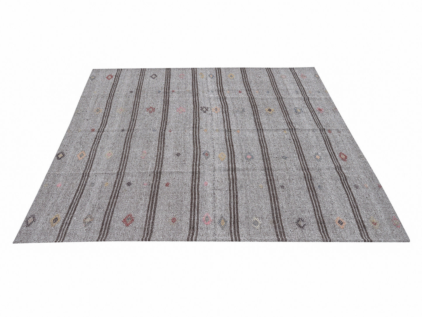 Vintage Handmade Kilim Rug, Turkish Faded Kilim Rug, Area Striped Kilim Rug, Neutral Rug, Gray Rug, Living Room Rug, Kilim Rug 6x7, 12198