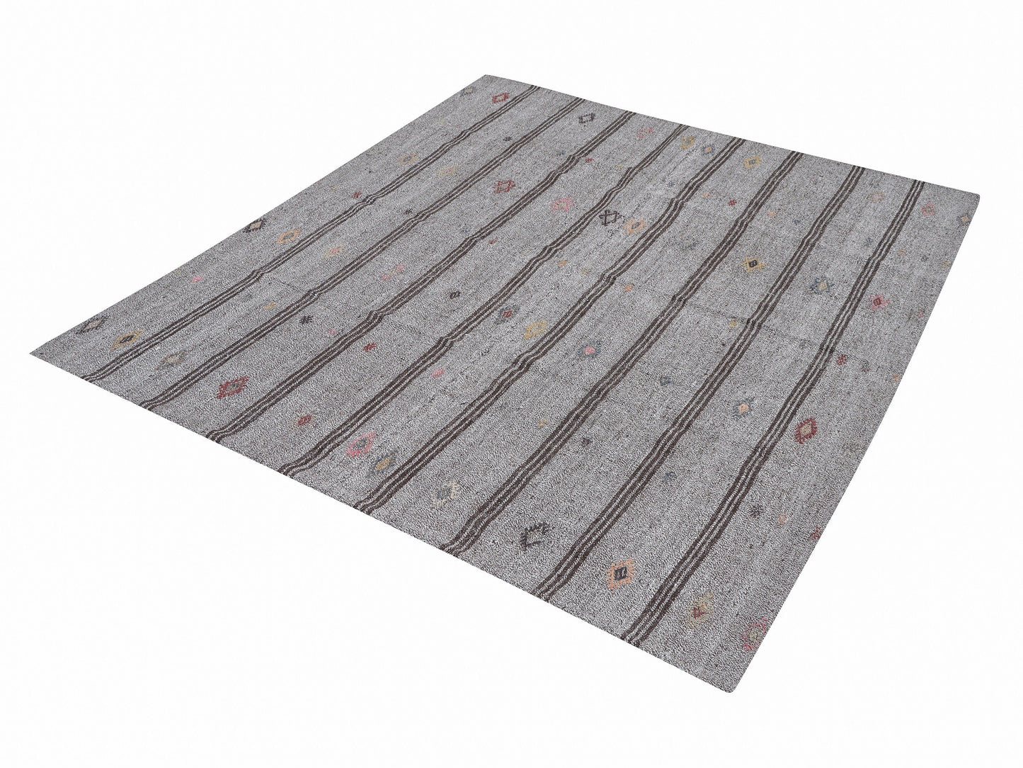 Vintage Handmade Kilim Rug, Turkish Faded Kilim Rug, Area Striped Kilim Rug, Neutral Rug, Gray Rug, Living Room Rug, Kilim Rug 6x7, 12198