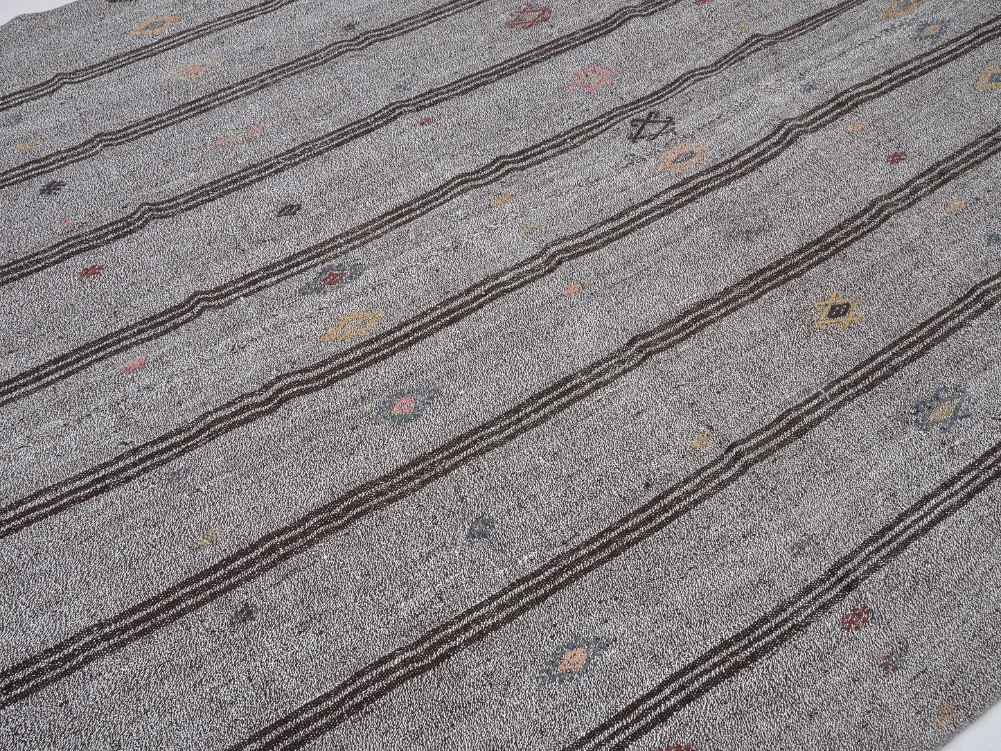 Vintage Handmade Kilim Rug, Turkish Faded Kilim Rug, Area Striped Kilim Rug, Neutral Rug, Gray Rug, Living Room Rug, Kilim Rug 6x7, 12198