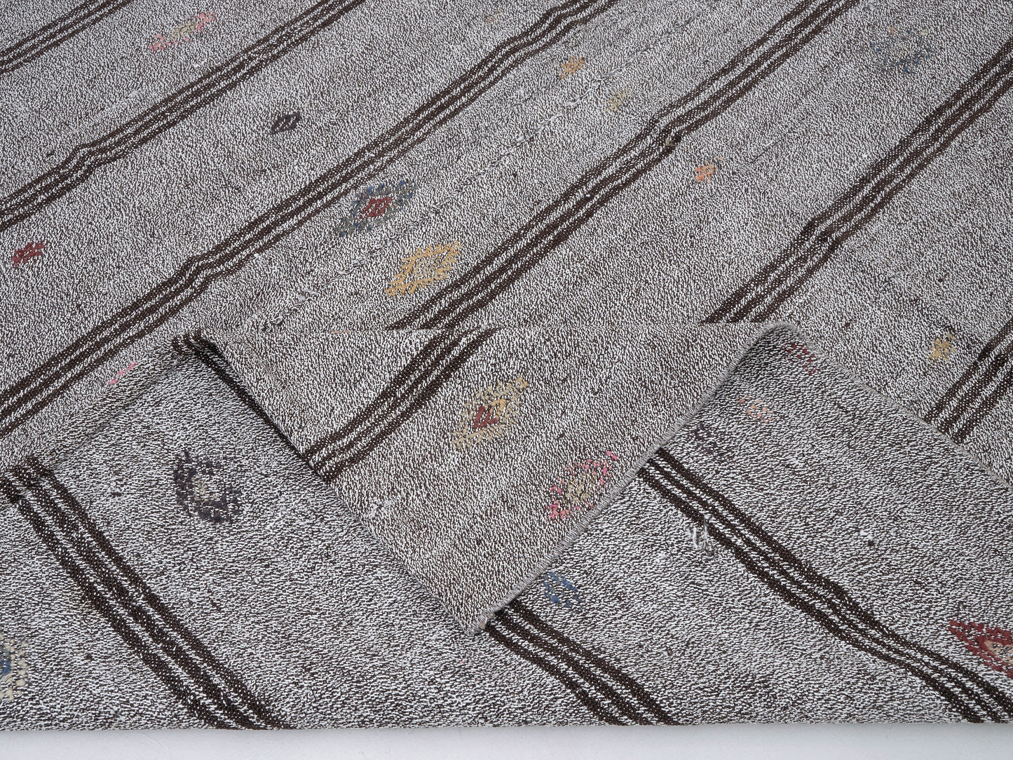 Vintage Handmade Kilim Rug, Turkish Faded Kilim Rug, Area Striped Kilim Rug, Neutral Rug, Gray Rug, Living Room Rug, Kilim Rug 6x7, 12198