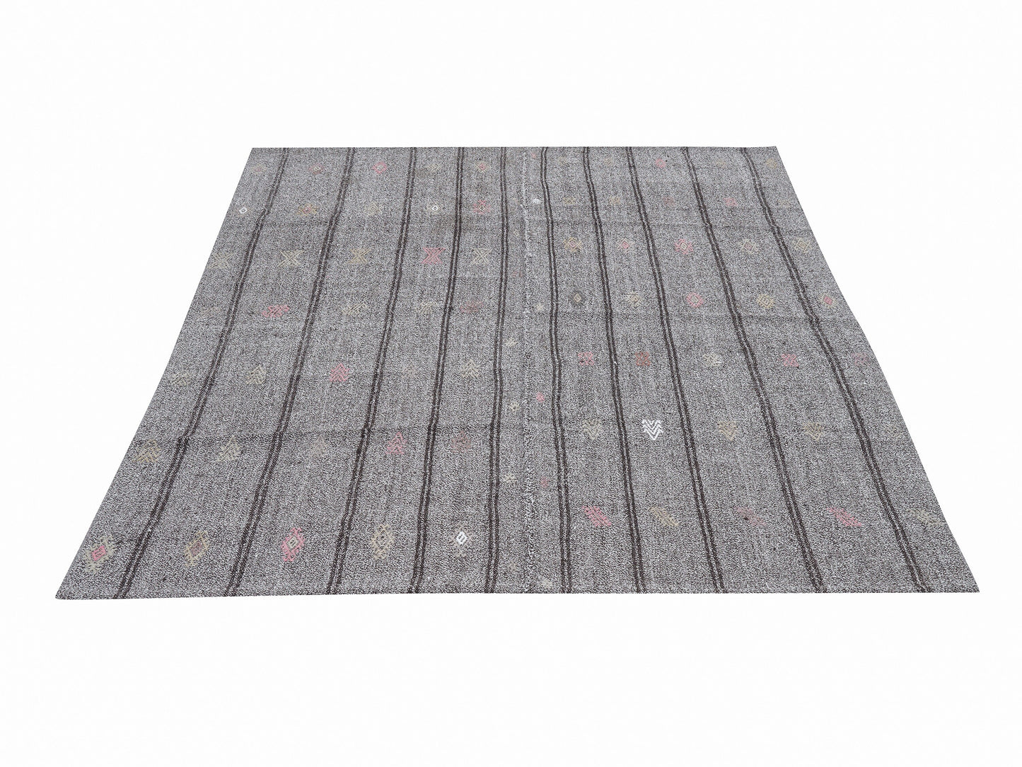Turkish Handmade Kilim Rug, Vintage Black Striped Kilim Rug, Area Flat Weave Kilim Rug,Neutral Antique Rug, Gray Rug, Kilim Rug 6x7, 12203