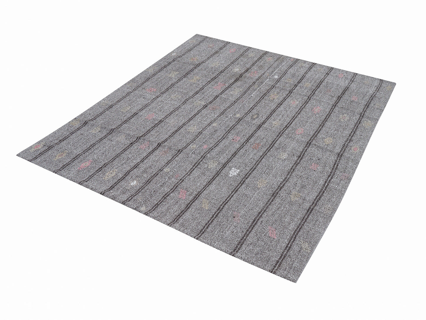 Turkish Handmade Kilim Rug, Vintage Black Striped Kilim Rug, Area Flat Weave Kilim Rug,Neutral Antique Rug, Gray Rug, Kilim Rug 6x7, 12203