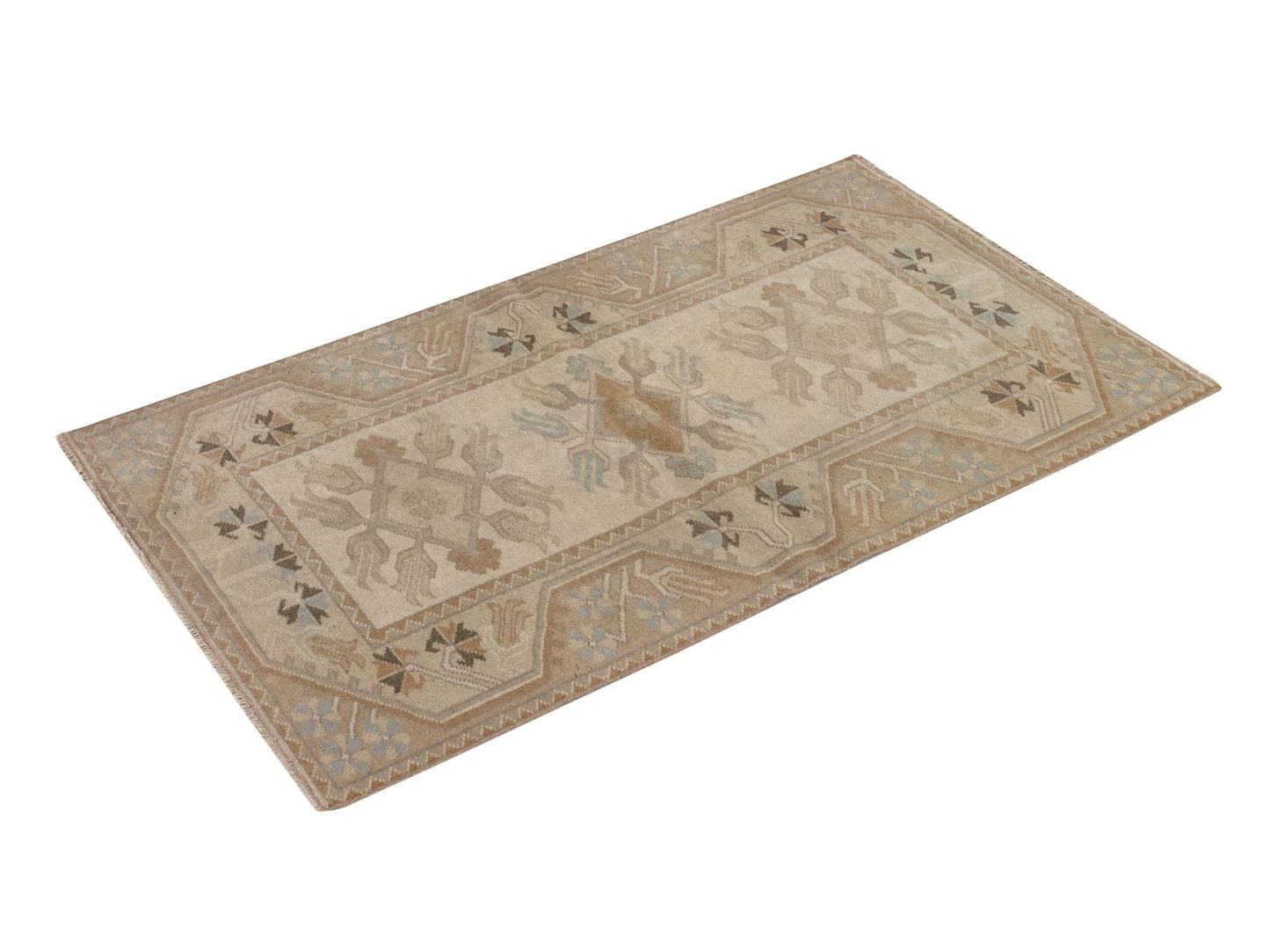 3x4 Faded Small Carpet Rug, Handmade Oushak Rug, Turkish Rug Neutral, Anatolia rug, Wool rug, Vintage Rug, Pastel rug, One of a kind,8948