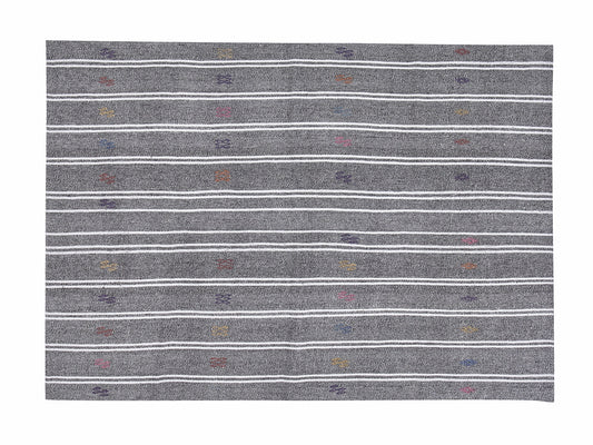 Vintage Kilim, Area Kilim Rug, Turkish Kilim, Handmade Unique Kilim Rug, Striped Rug, Gray Rug, Bedroom Rug, Rug Kilim, Kilim Rug 6x7, 12175