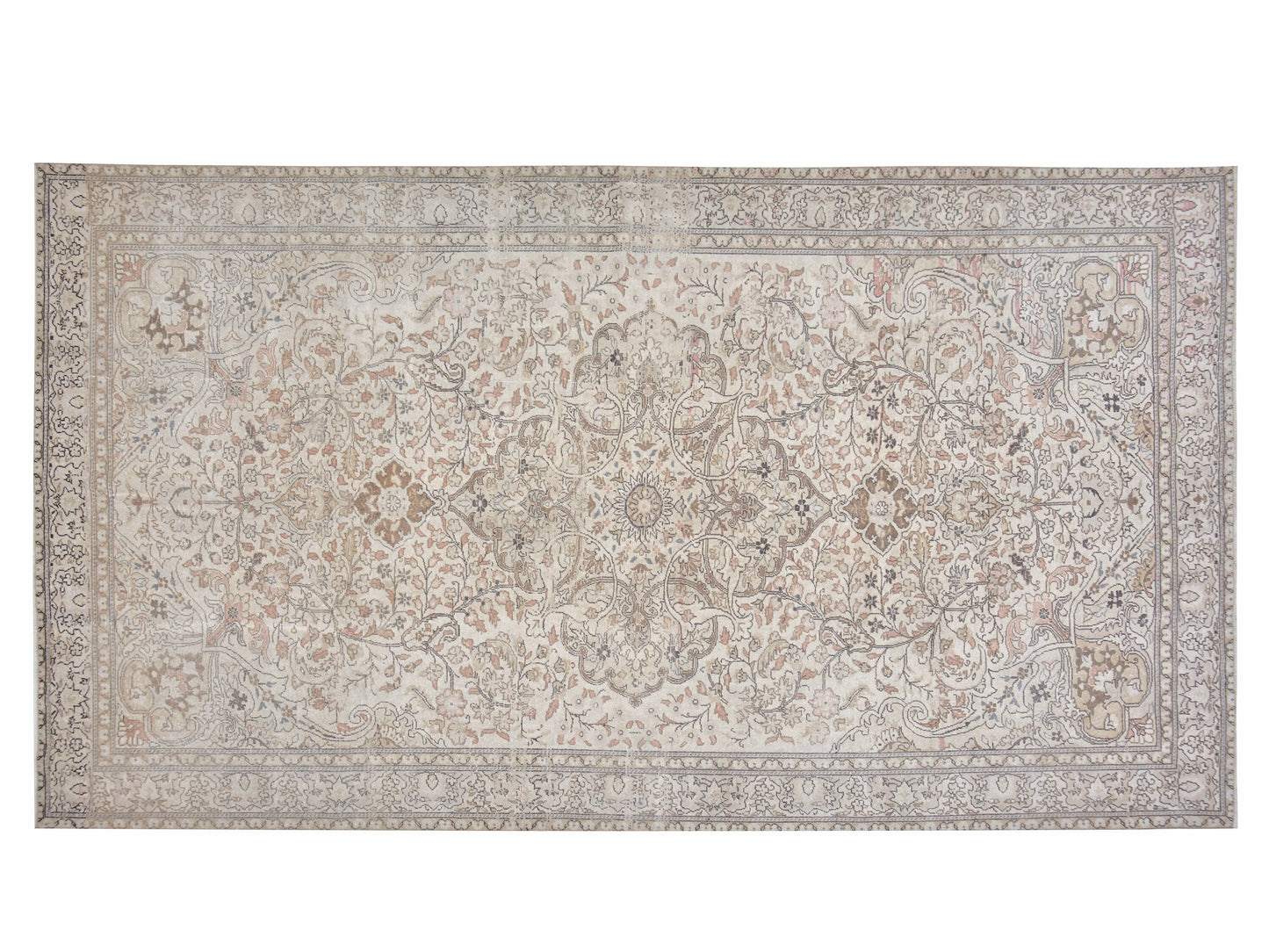 Turkish Vintage Rug, Handmade Area Rug, Oushak Rustic Rug, Neutral Muted Rug, Primitive Rug, Carpet Rug, Living Room Rug, Rug 6x10, 12390