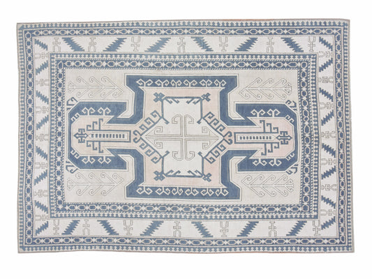 Vintage Oushak Rug, Turkish Handmade Rug, Area Eclectic Rug, Kid Room Rug, Bohemian Rug, Rug 7x10, Neutral Muted Rug, Turkish Carpet, 12488