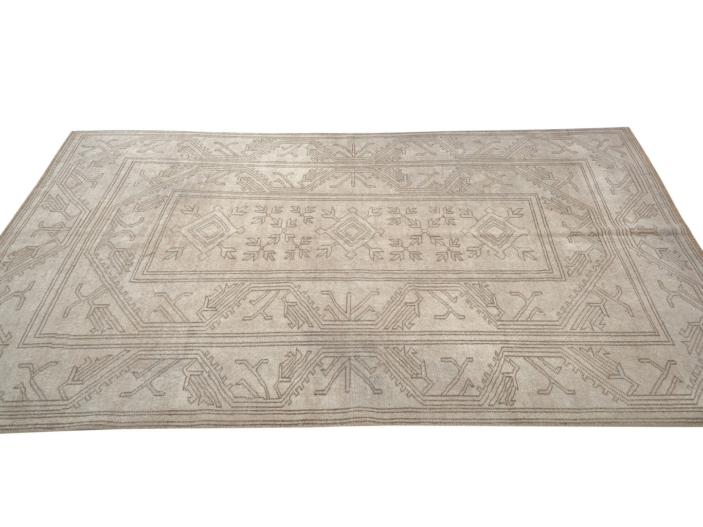 Turkish Oushak Rug, Vintage Handmade Rug, Office Rug, Neutral Area Rug, Scandinavian Rug, Vintage Carpet, Turkey Rug, Rug 5x8, 11483