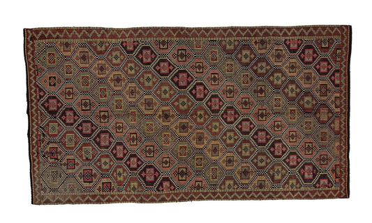 Turkish Kilim Rug, Vintage Kilim Rug, Turkish Rug, Area Rug, Handmade Rug, Entryway Rug, Wool Rug, Old Oriental Rug, Kilim Rug 5x10, 2986