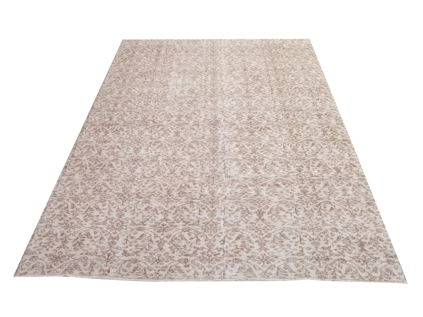Floral Vintage Rug, 5x8 Turkish Oushak Rug, Area Rug, Faded rug, Antique Rug, Beige, Brown, Neutral rug, Carpet rug, Handmade rug, 10256