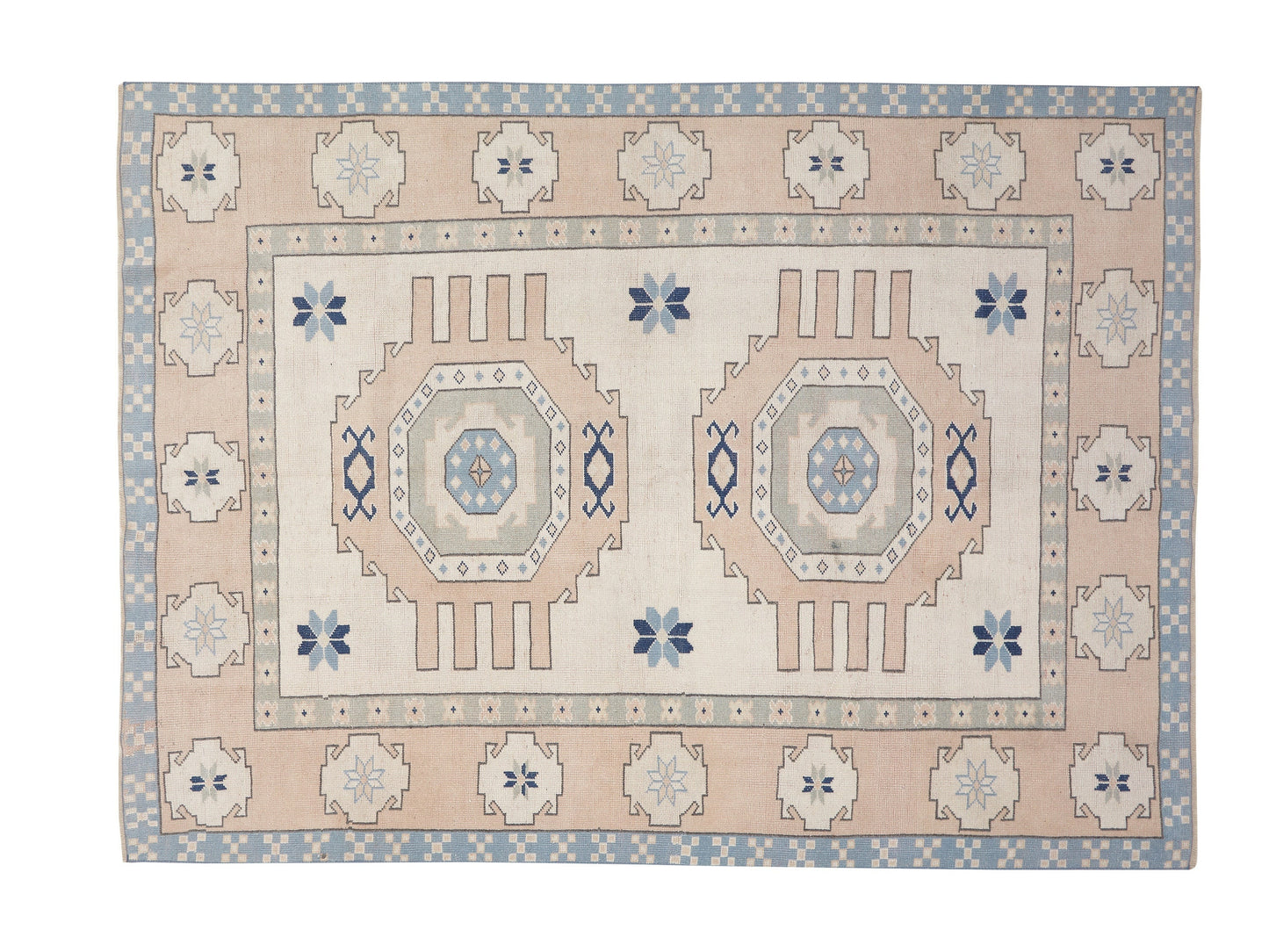 Turkish Oushak Vintage Rug, Handmade Area Unique Rug, Neutral Floor Rug, Office Rug, Turkey Rug, Vintage Carpet, Carpet Rug, Rug 6x8, 9994