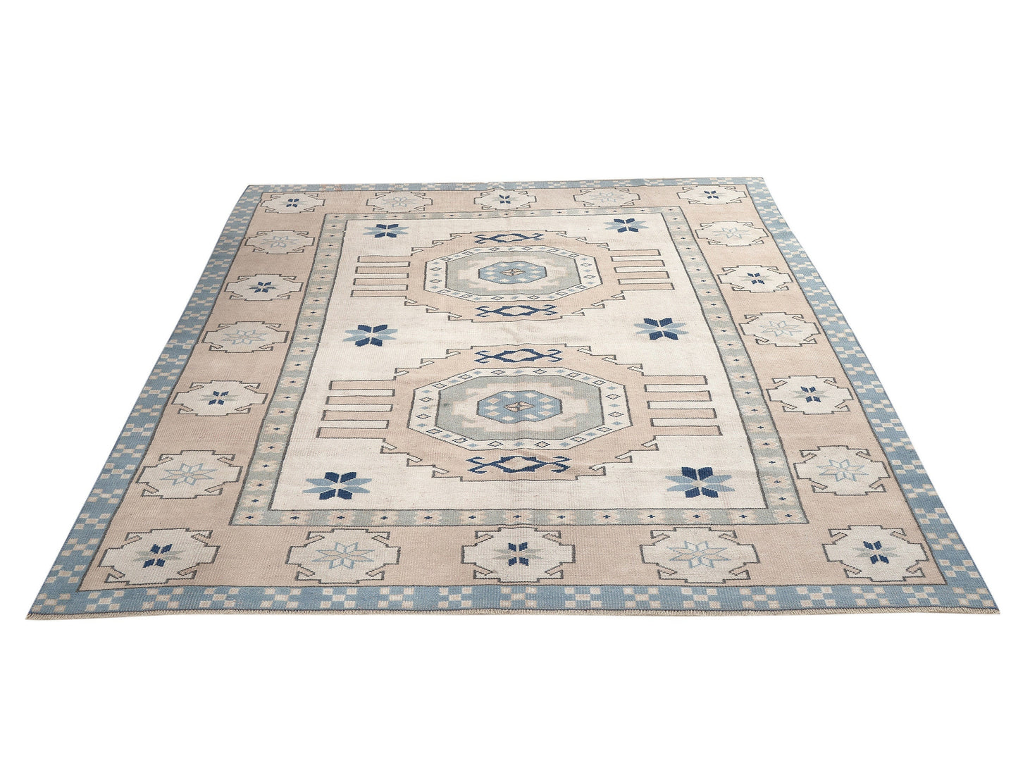 Turkish Oushak Vintage Rug, Handmade Area Unique Rug, Neutral Floor Rug, Office Rug, Turkey Rug, Vintage Carpet, Carpet Rug, Rug 6x8, 9994