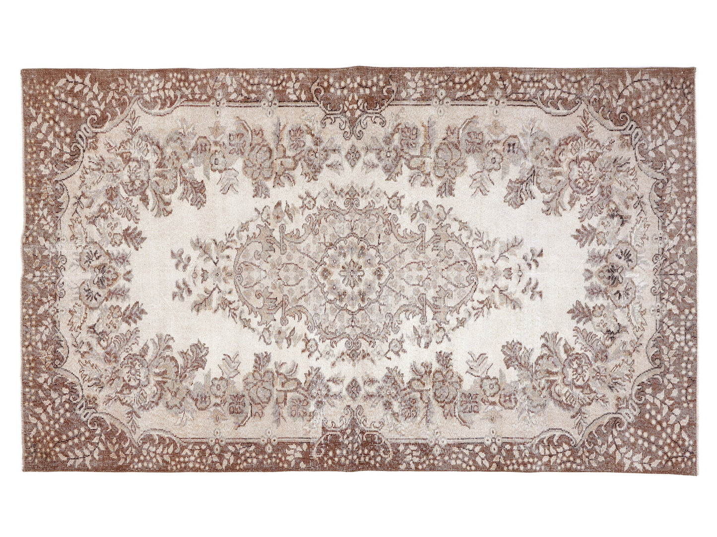 Vintage Handmade Rug, Primitive Rustic Rug, Turkish Rug, Oushak Antique Rug, Neutral Faded Rug, Living Room Rug, Area Rug, Rug 5x9, 10404
