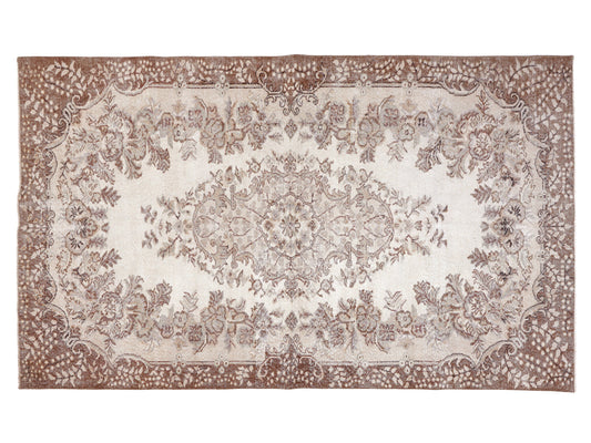 Vintage Handmade Rug, Primitive Rustic Rug, Turkish Rug, Oushak Antique Rug, Neutral Faded Rug, Living Room Rug, Area Rug, Rug 5x9, 10404