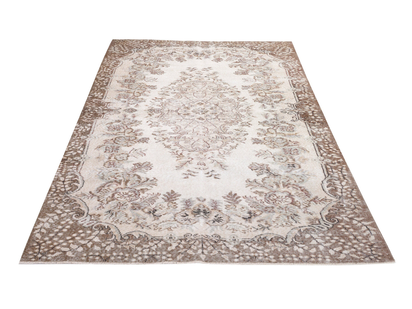 Vintage Handmade Rug, Primitive Rustic Rug, Turkish Rug, Oushak Antique Rug, Neutral Faded Rug, Living Room Rug, Area Rug, Rug 5x9, 10404