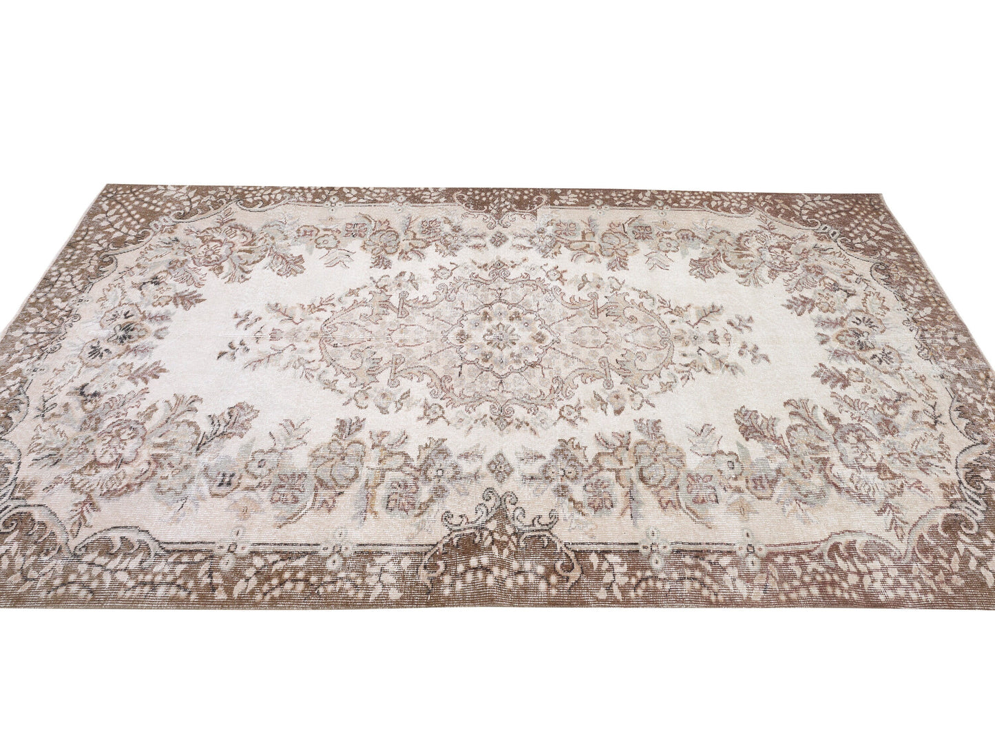 Vintage Handmade Rug, Primitive Rustic Rug, Turkish Rug, Oushak Antique Rug, Neutral Faded Rug, Living Room Rug, Area Rug, Rug 5x9, 10404