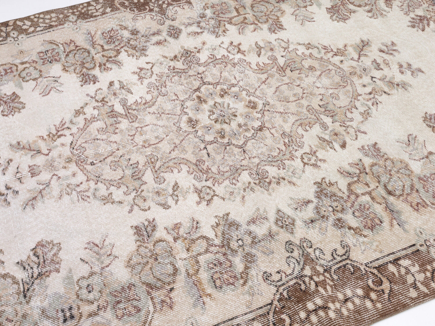 Vintage Handmade Rug, Primitive Rustic Rug, Turkish Rug, Oushak Antique Rug, Neutral Faded Rug, Living Room Rug, Area Rug, Rug 5x9, 10404