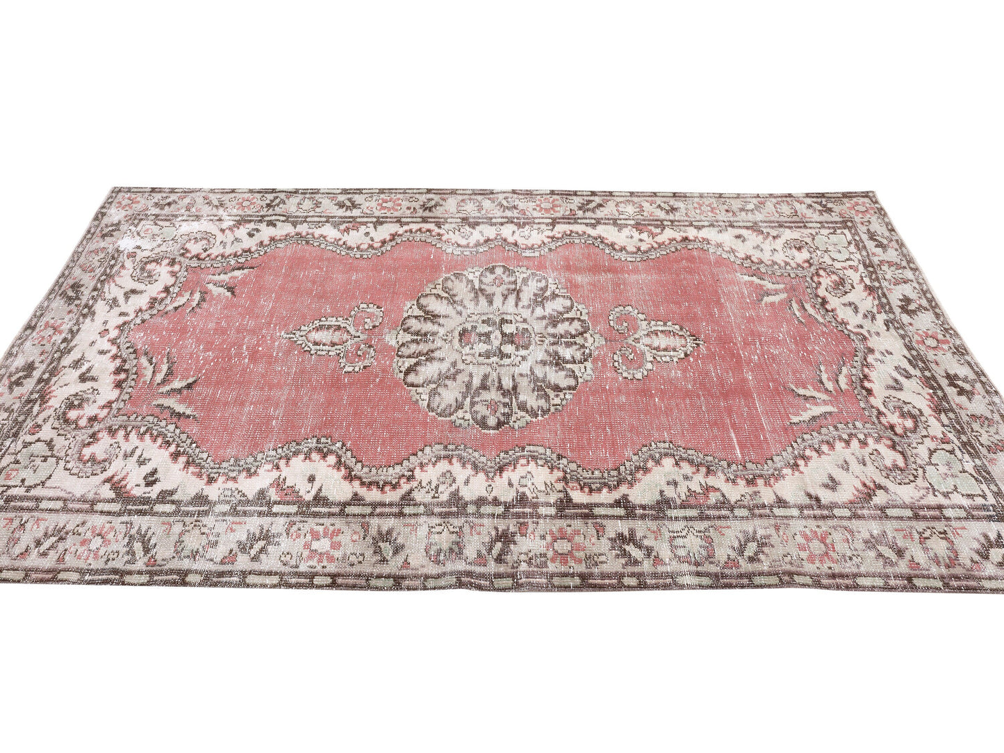 Handmade Anatolia Rug, Turkish Vintage Antique Rug, Oushak Faded Rug, Living Room Rug, Bohemian Eclectic Rug, Neutral Rug, Rug 5x8, 10398