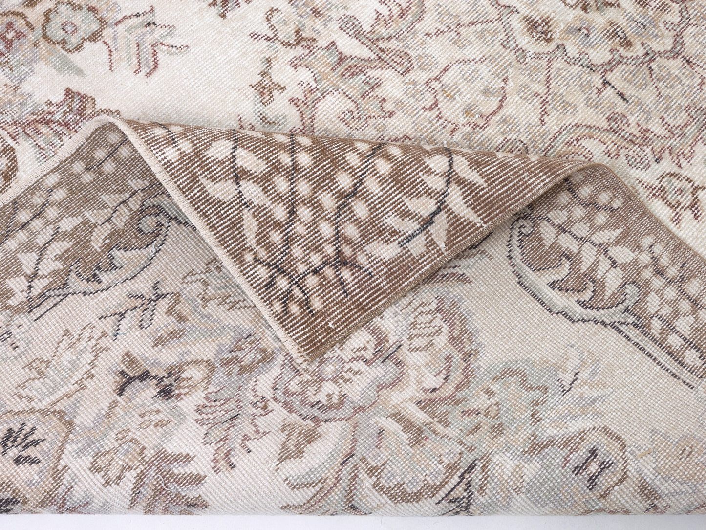 Vintage Handmade Rug, Primitive Rustic Rug, Turkish Rug, Oushak Antique Rug, Neutral Faded Rug, Living Room Rug, Area Rug, Rug 5x9, 10404