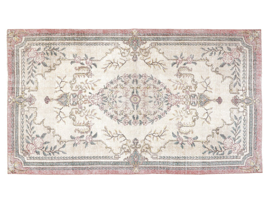Turkish Rug 4x8, Handmade Area Bohemian Rug, Oushak Faded Eclectic Rug, Vintage Unique Rug, Turkey Rug, Anatolia Rug, Oushak Carpet, 10401