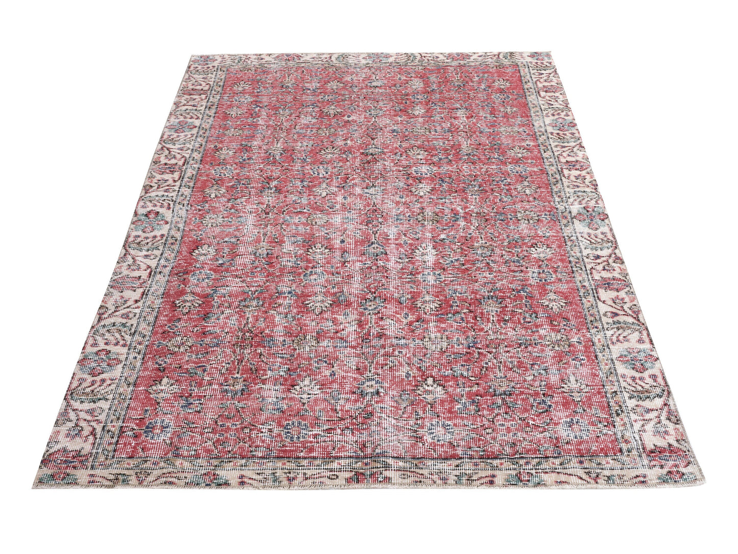 Bohemian Rug, Vintage Rug, Handmade Anatolia Eclectic Rug, Turkish Oushak Antique Rug, Neutral Muted Rug, Area Floor Rug, Rug 5x7, 10409