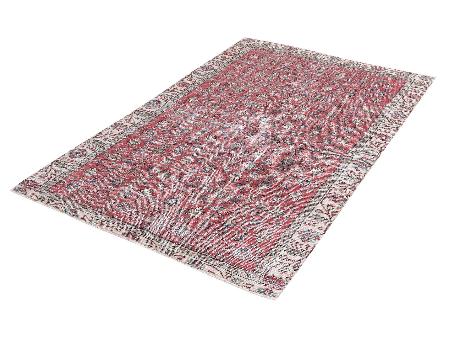 Bohemian Rug, Vintage Rug, Handmade Anatolia Eclectic Rug, Turkish Oushak Antique Rug, Neutral Muted Rug, Area Floor Rug, Rug 5x7, 10409