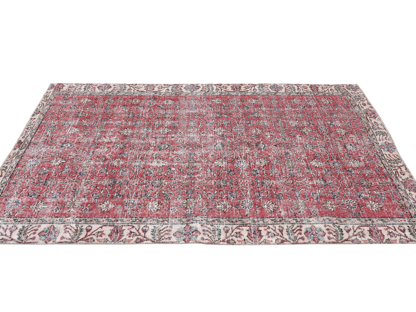 Bohemian Rug, Vintage Rug, Handmade Anatolia Eclectic Rug, Turkish Oushak Antique Rug, Neutral Muted Rug, Area Floor Rug, Rug 5x7, 10409