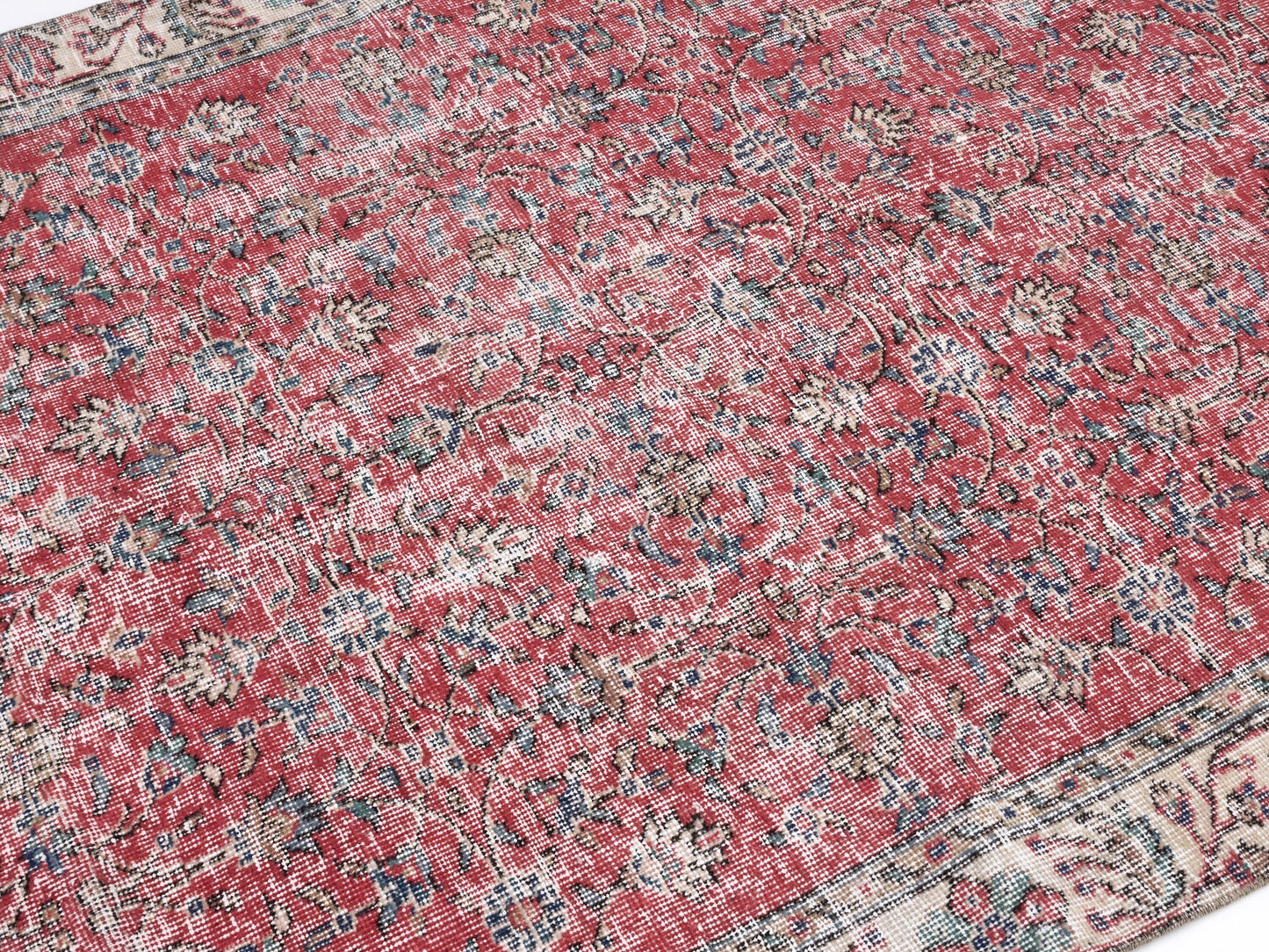 Bohemian Rug, Vintage Rug, Handmade Anatolia Eclectic Rug, Turkish Oushak Antique Rug, Neutral Muted Rug, Area Floor Rug, Rug 5x7, 10409
