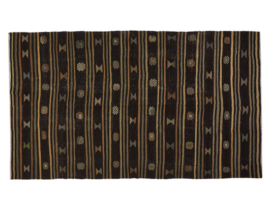 Turkish Kilim Rug, Vintage Kilim Black, Kilim Rug 6x10, Handmade Anatolia Kilim Rug, Entryway Rug, Rustic Rug, Turkish Kilim, 10517