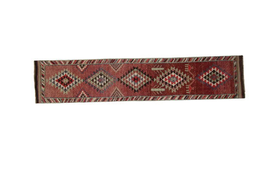 Scandinavian Rug Runner 3x12, Turkish Runner, Faded Rug, Vintage Runner, Oushak Runner ,Kitchen Farmhouse Runner Rug, Kilim Runner, 7706