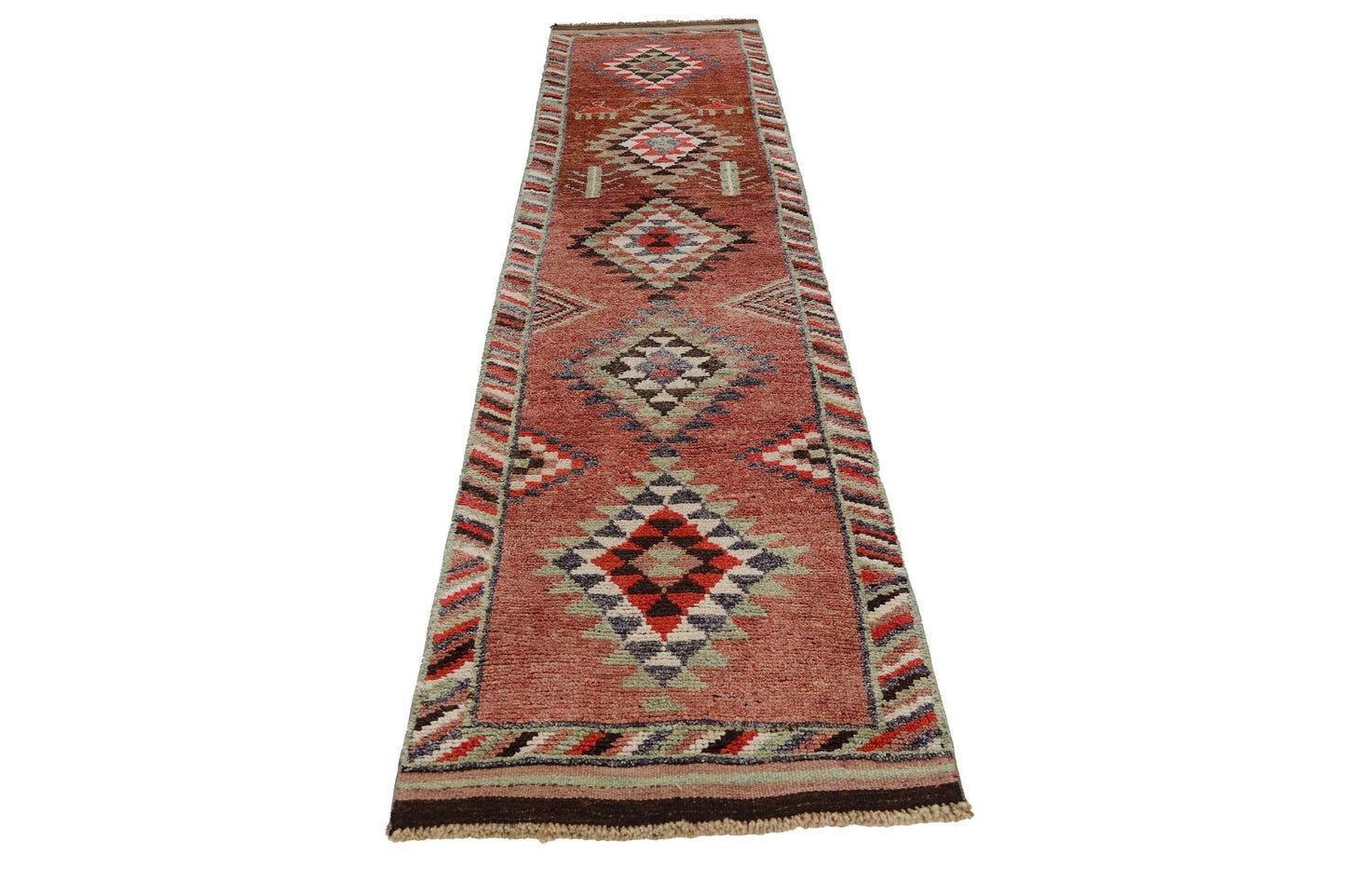 Scandinavian Rug Runner 3x12, Turkish Runner, Faded Rug, Vintage Runner, Oushak Runner ,Kitchen Farmhouse Runner Rug, Kilim Runner, 7706