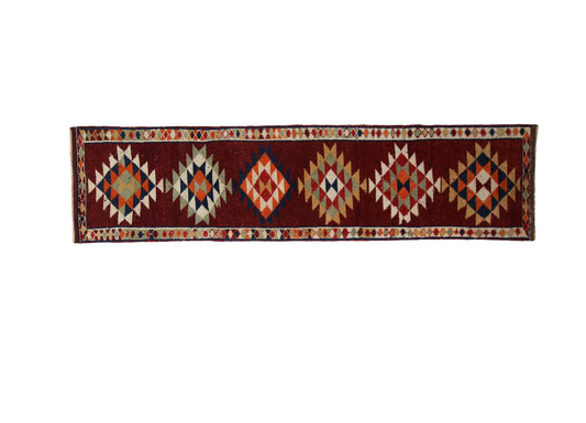 Fine İkat Runner rug,Floor Vintage runner rug, 3x12 Runner rug,Carpet runner,Primitive decor,Bedroom rug,Kitchen rug,7799
