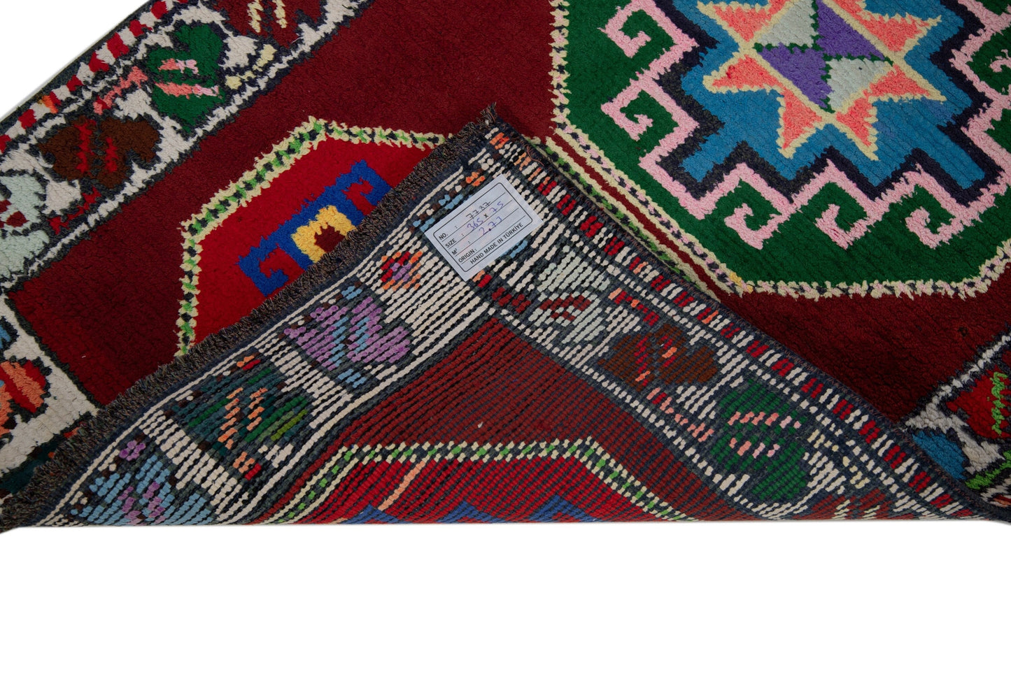 Bohemian Geometric Rainbow Runner Rug, Turkish Runner, Oushak Runner, Vintage Runner, Carpet Runner ,3x12 Rug runne, Boho rug,7787