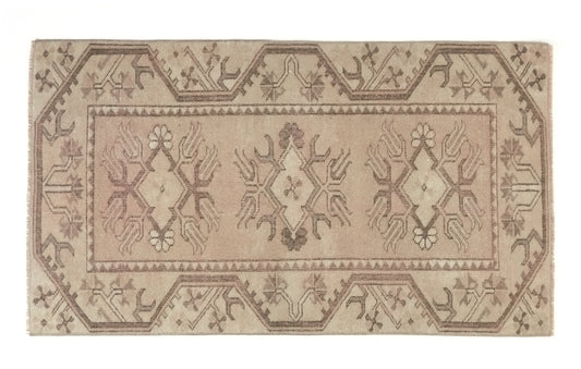 Pastel Oushak Rug, Vintage Rug, Neutral rug, Turkish rug, Carpet rug, Muted Rug, 3x5 Vintage rug, Small Beige rug 3x5, One of a kind, 9684
