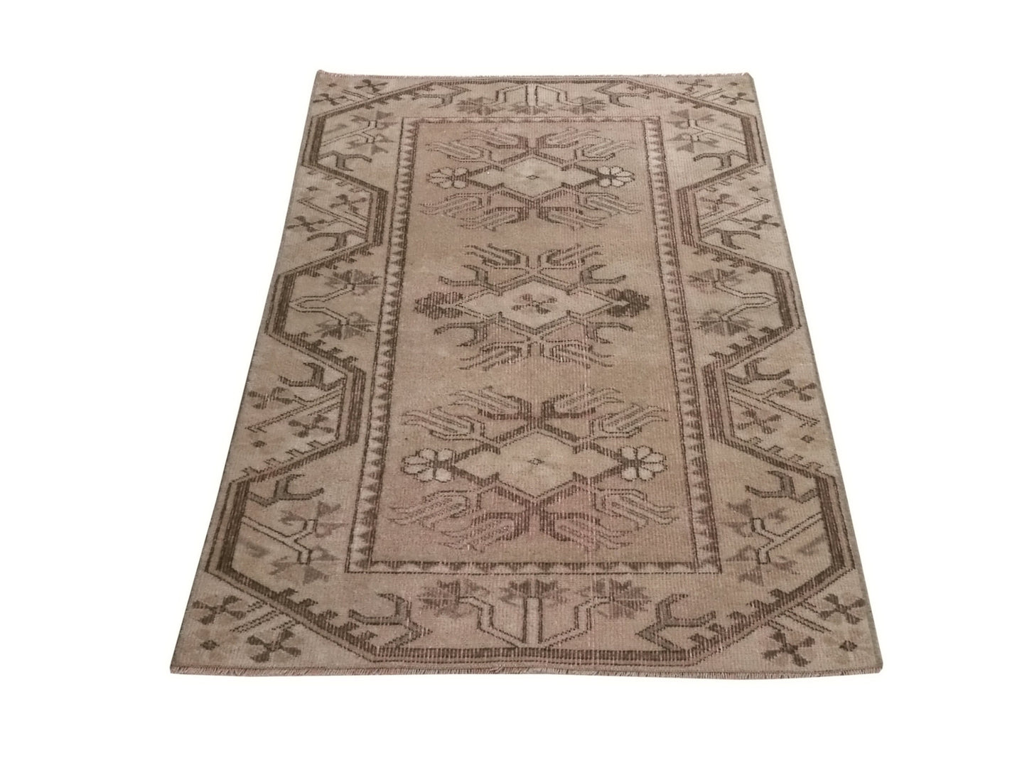 Pastel Oushak Rug, Vintage Rug, Neutral rug, Turkish rug, Carpet rug, Muted Rug, 3x5 Vintage rug, Small Beige rug 3x5, One of a kind, 9684