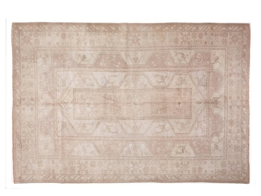 Faded rug, Oushak Rug, Vintage Rug, Turkish rug, 7x9 Rug, Handmade Rug, Area Oushak Rug, Neutral rug, Farmhouse decor, Beige rug 7x10, 9992