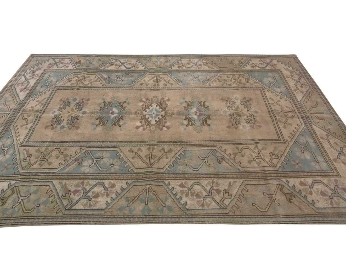 Neutral Oushak Rug, Turkish Rug Area, Vintage Rug Beige, 7x10 Rug, Handmade Anatolia Rug, Carpet rug, Muted Beige Faded Turkish Rug, 8867