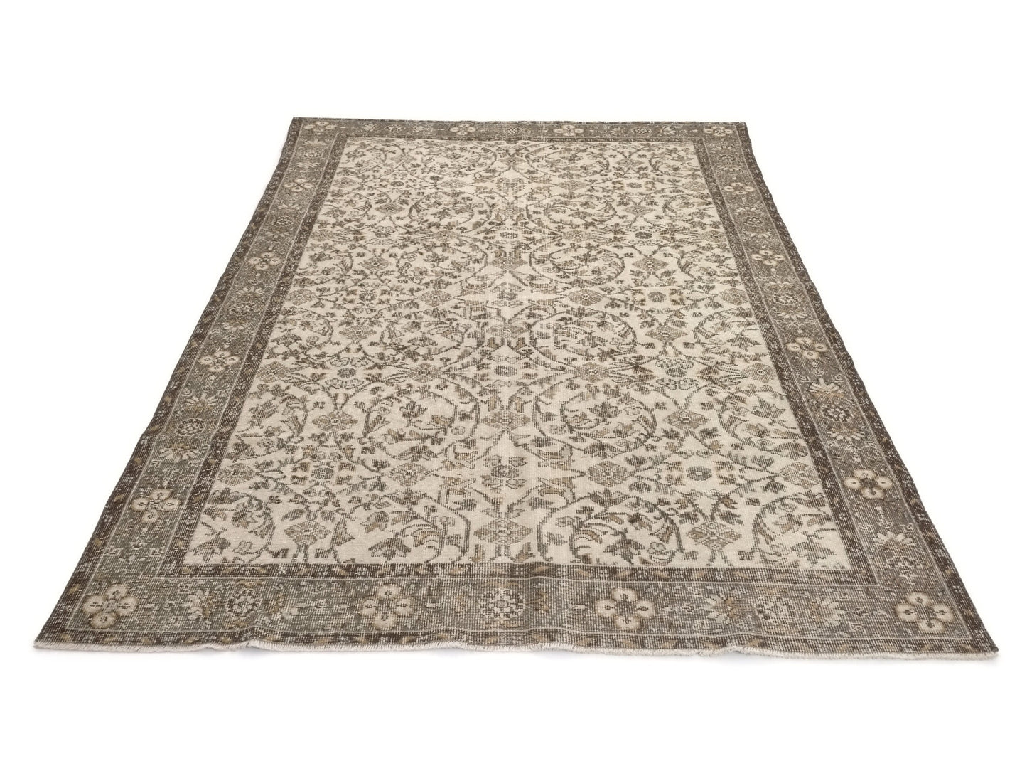 Natural Area rug, Turkish Oushak Rug, Vintage Handmade rug, Turkish Carpet, One of a kind rug, Floral rug, 6x9 Rug, Rug Bedroom, 9578