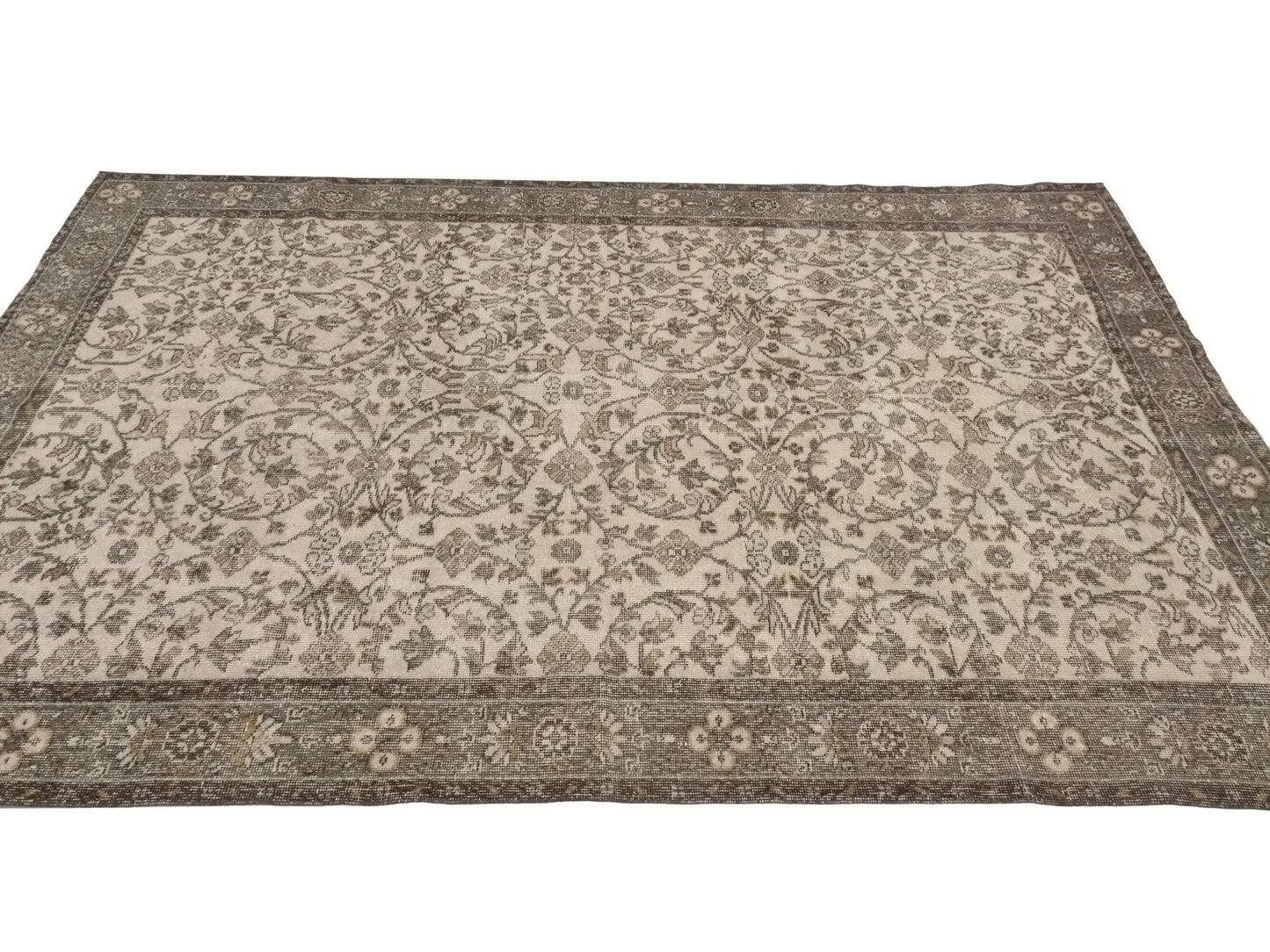 Natural Area rug, Turkish Oushak Rug, Vintage Handmade rug, Turkish Carpet, One of a kind rug, Floral rug, 6x9 Rug, Rug Bedroom, 9578