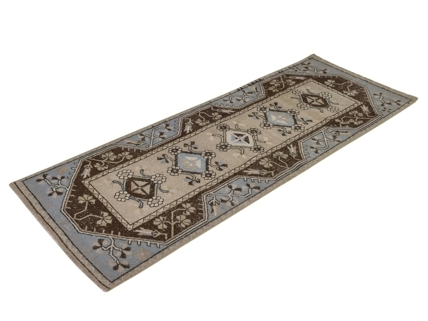 Turkish Vintage Oushak Runner Rug, 3x7 Rug Runner, Carpet Runner, Entryway rug, Hallway rug, Kitchen rug, Runner, Anatolia rug, 9550