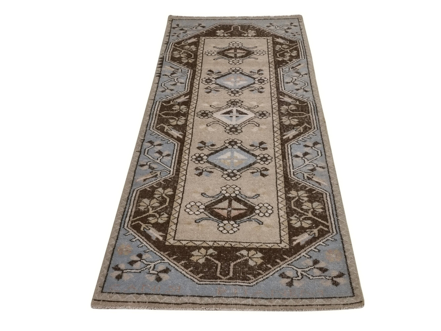 Turkish Vintage Oushak Runner Rug, 3x7 Rug Runner, Carpet Runner, Entryway rug, Hallway rug, Kitchen rug, Runner, Anatolia rug, 9550