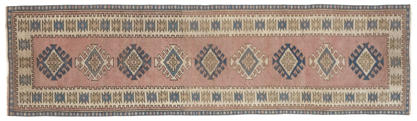 Turkish Vintage Oushak Runner Rug, 3x9 Rug Runner, Carpet Runner, Entryway rug, Hallway rug, Kitchen rug, Runner, Anatolia rug, 9080