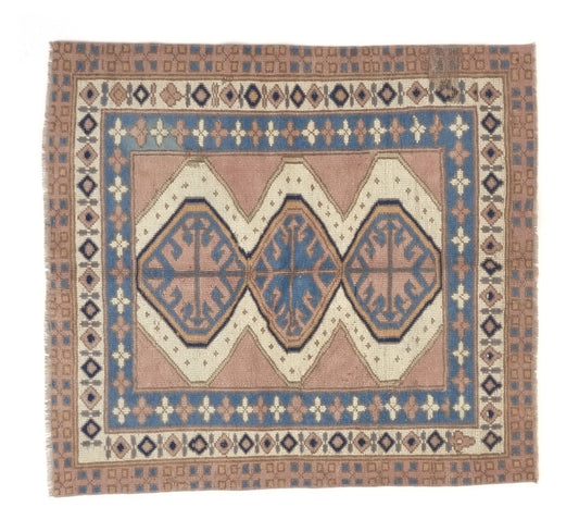 Turkish rug, Oushak rug, Vintage rug, Area rug, Handmade rug, 4x4 Rug, Square rug, Carpet rug, Small rug, Kid room rug, Coastal decor, 9088