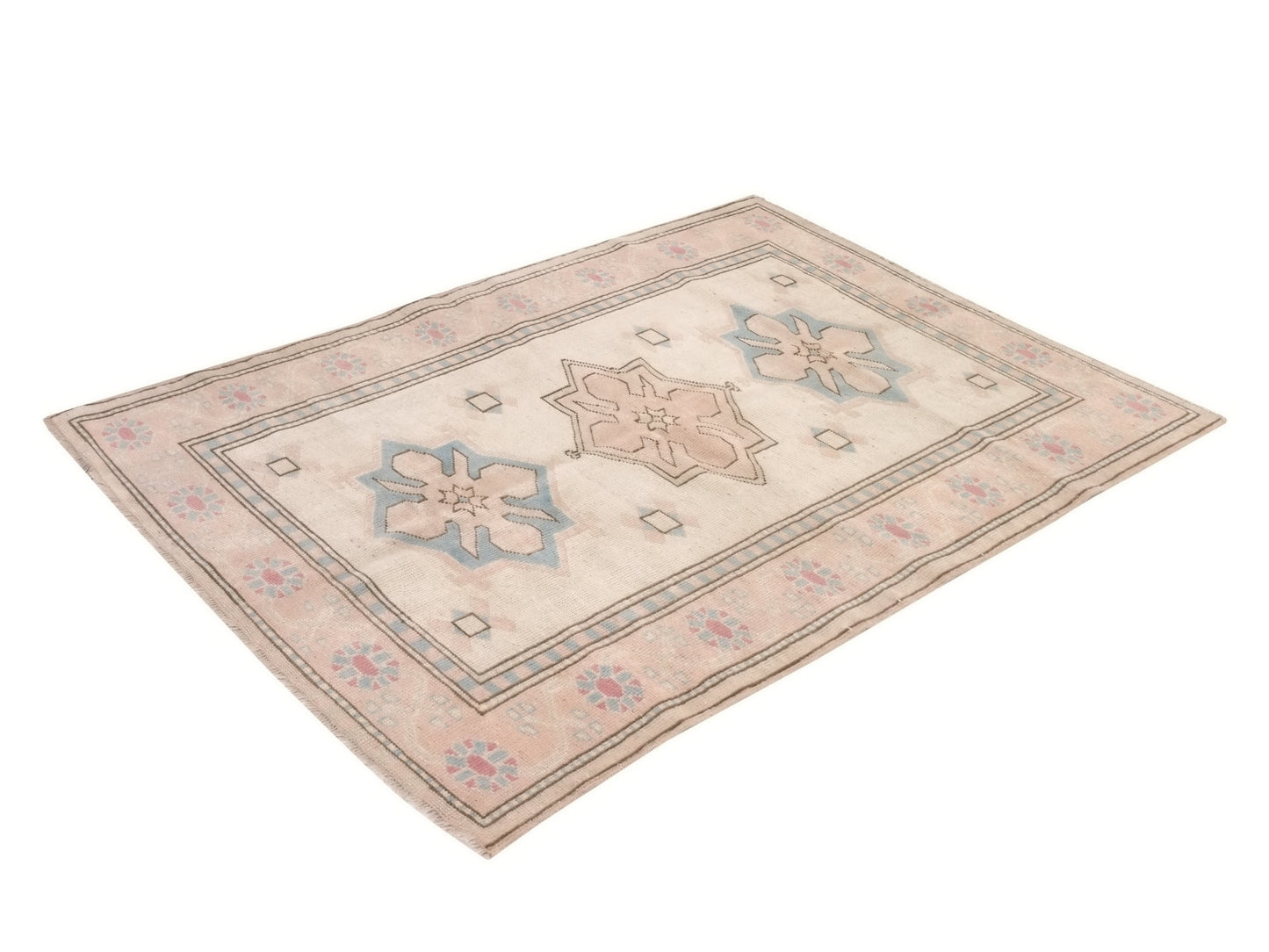 Faded Small Oushak Rug, Turkish Oushak Vintage Rug, Carpet Rug, Wool rug, Muted Rug, Small Vintage Rug, Neutral Rug, 4x6 Rug, 9068