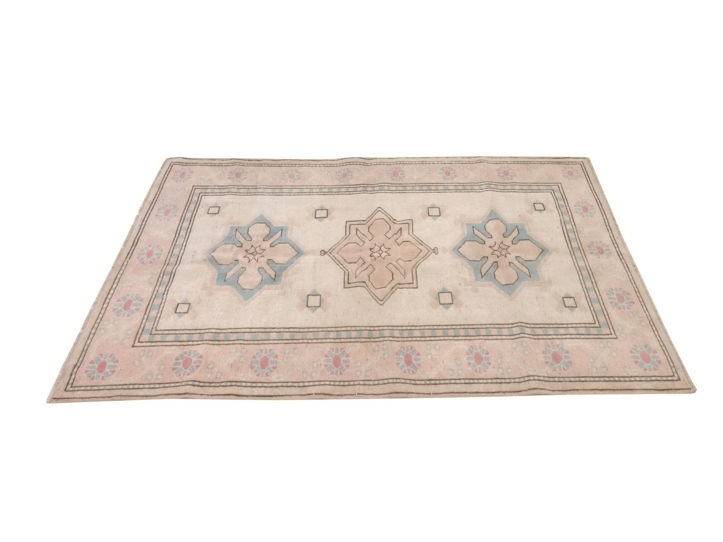 Faded Small Oushak Rug, Turkish Oushak Vintage Rug, Carpet Rug, Wool rug, Muted Rug, Small Vintage Rug, Neutral Rug, 4x6 Rug, 9068