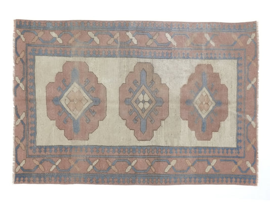 Unique Turkish Rug, Vintage Oushak Turkish Rug, Area Rug 4x6, Bedroom rug, Turkish Carpet Rug, Bohemian decor, Handmade rug, 9065