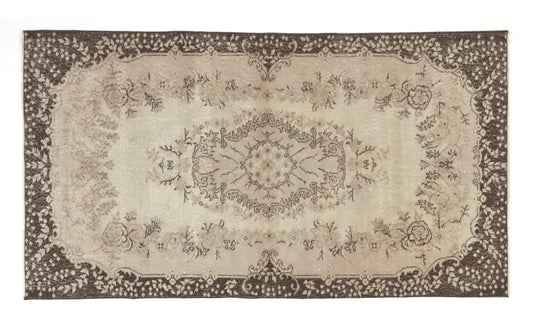 Turkish Vintage Carpet Rug, Handmade Oushak Rug, Beige Brown Area 4x7 Rug, Bedroom rug, Ethnic Rug, Unique Anatolia rug, Turkey rug,8806