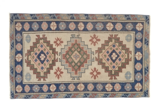 Scandinavian Oushak Rug, Turkish Rug, Vintage Rug, Bedroom Handmade Rug, Carpet rug, Unique Rug, Geometric Oushak Rug, Small Rug 3x5, 8776