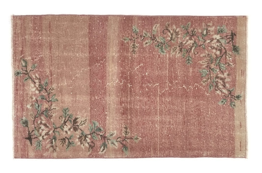 3x5 Pink Small Turkish Carpet Rug, Handmade Vintage Turkish Rug, Pink Oushak Rug, Floral rug, Kid room rug, Carpet rug, Nursery rug, 8774